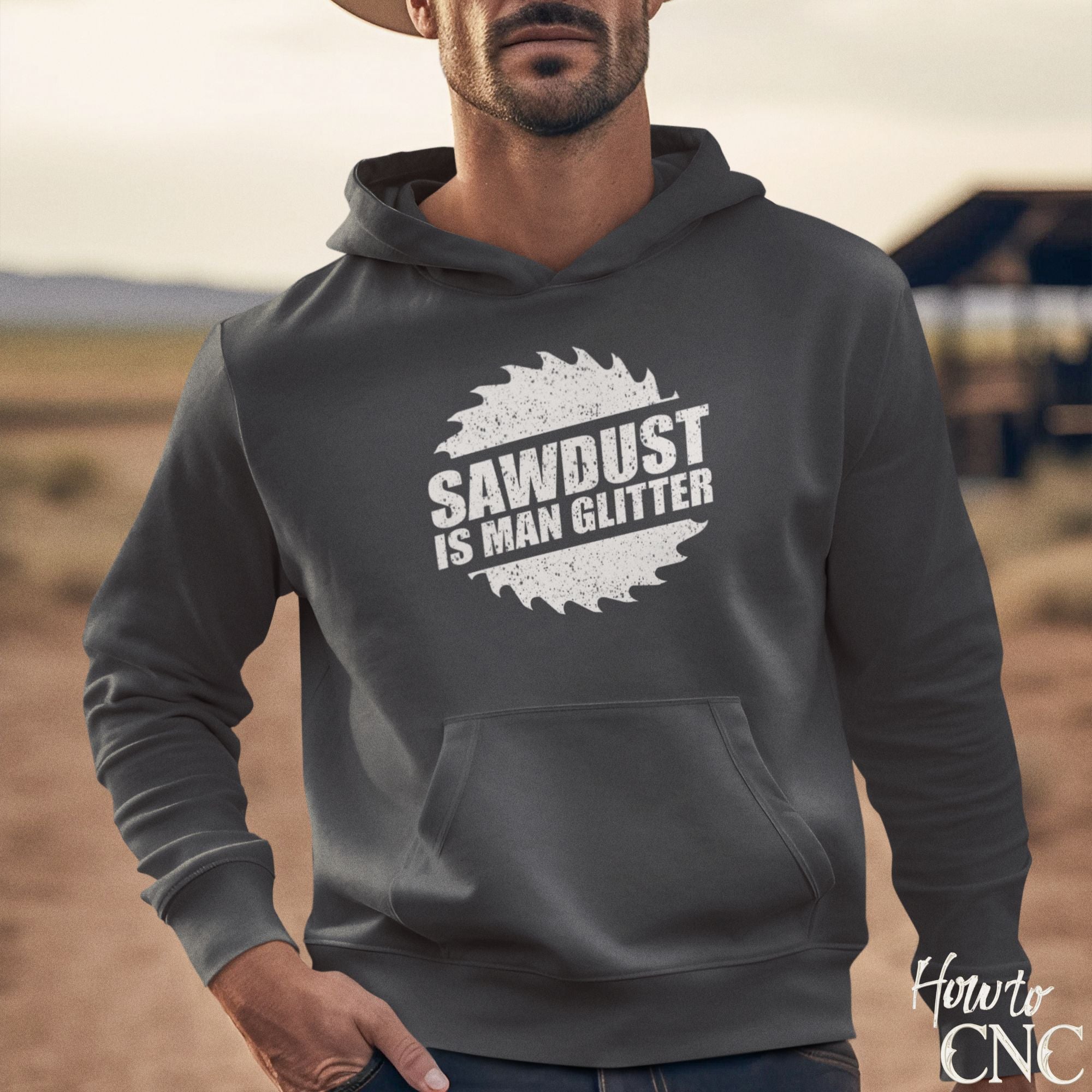 Funny Woodworking Hoodie – Woodworker Humor Pullover | Perfect Gift for Woodworkers & Carpenters - Sawdust Is Man Glitter Hoodie