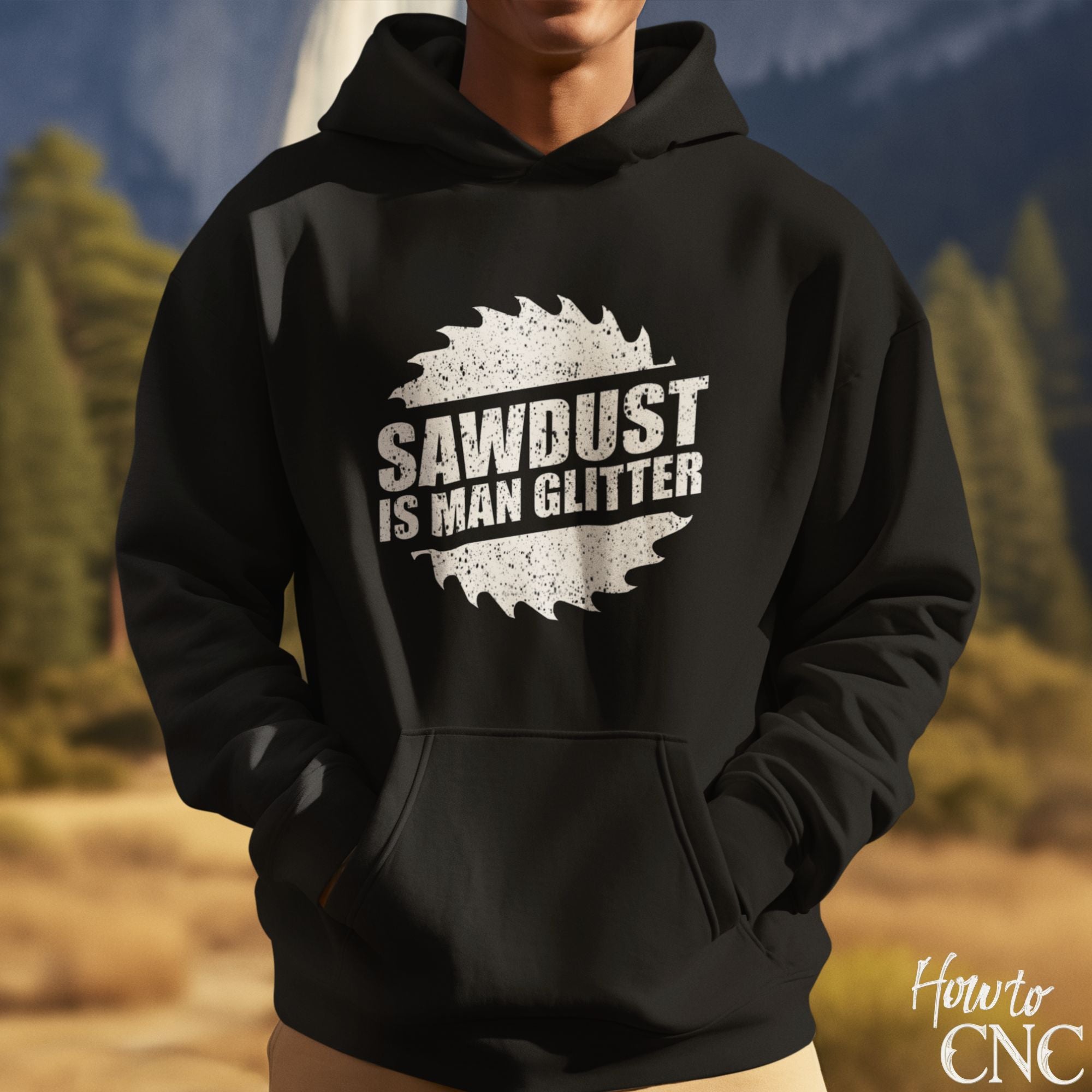 Funny Woodworking Hoodie – Woodworker Humor Pullover | Perfect Gift for Woodworkers & Carpenters - Sawdust Is Man Glitter Hoodie