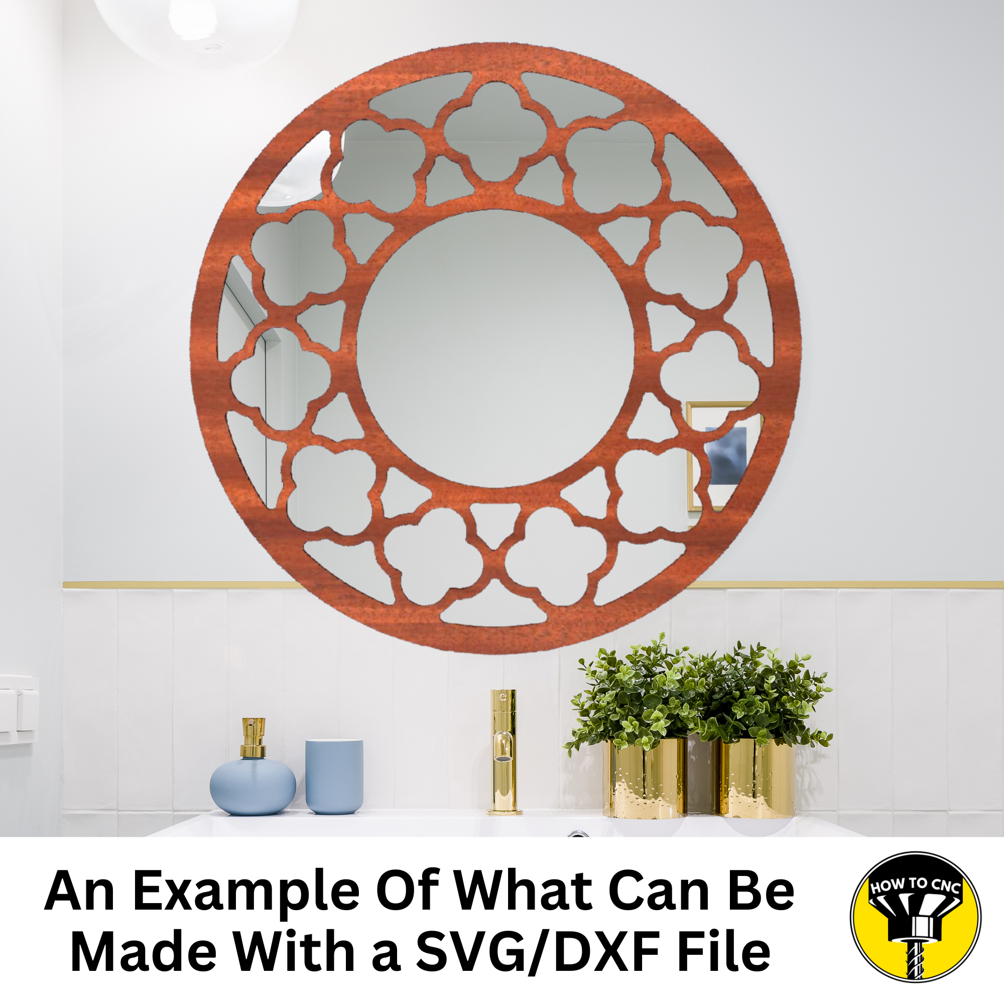 Round Mirror Frame SVG File, CNC Router Mirror Frame, Mirror Frame File (Digital Download)