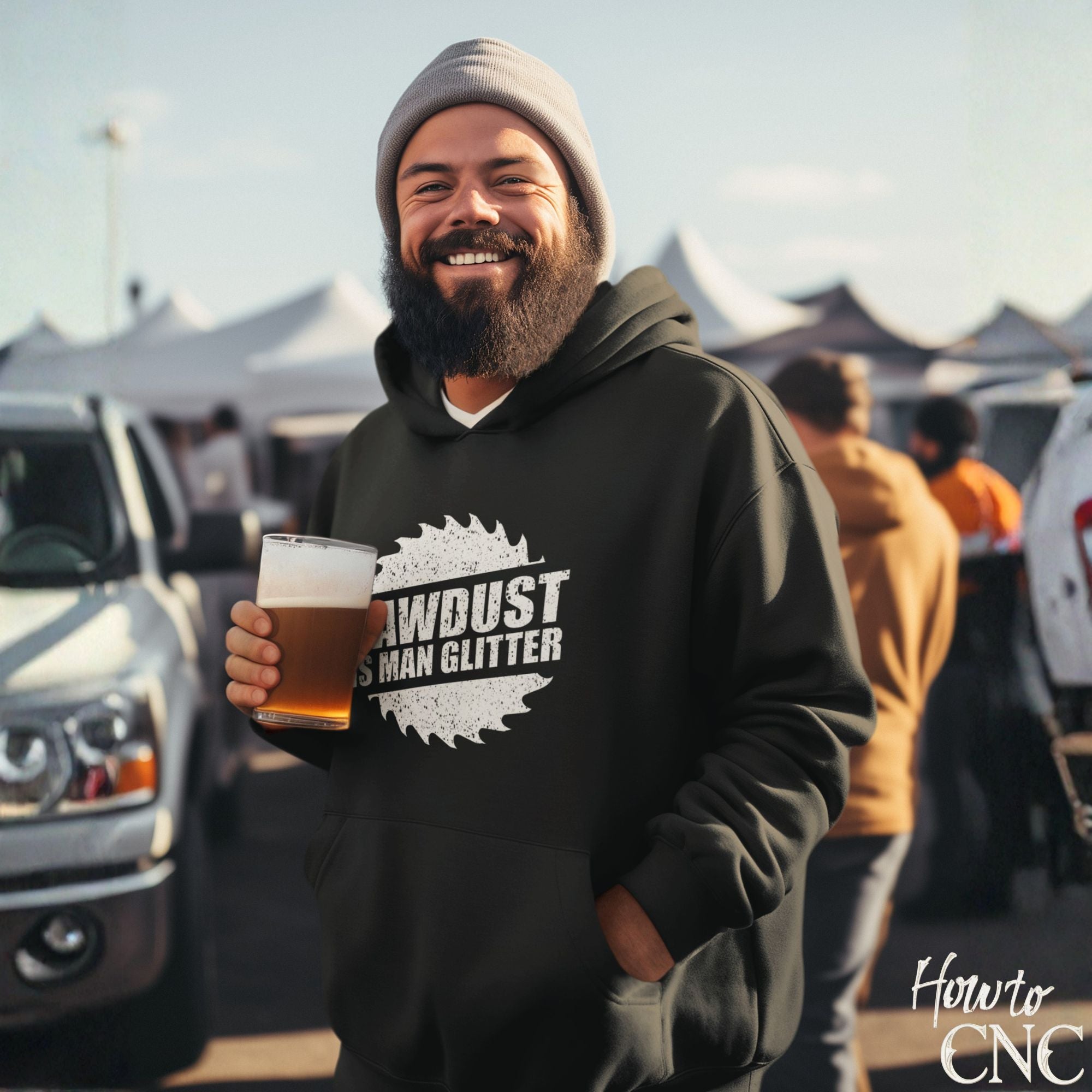 Funny Woodworking Hoodie – Woodworker Humor Pullover | Perfect Gift for Woodworkers & Carpenters - Sawdust Is Man Glitter Hoodie