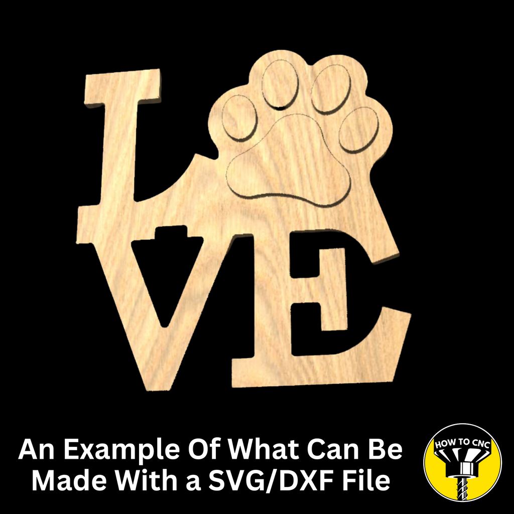 Dog Paw Love Sign SVG File, CNC Dog Sign Cut File (Digital Download)