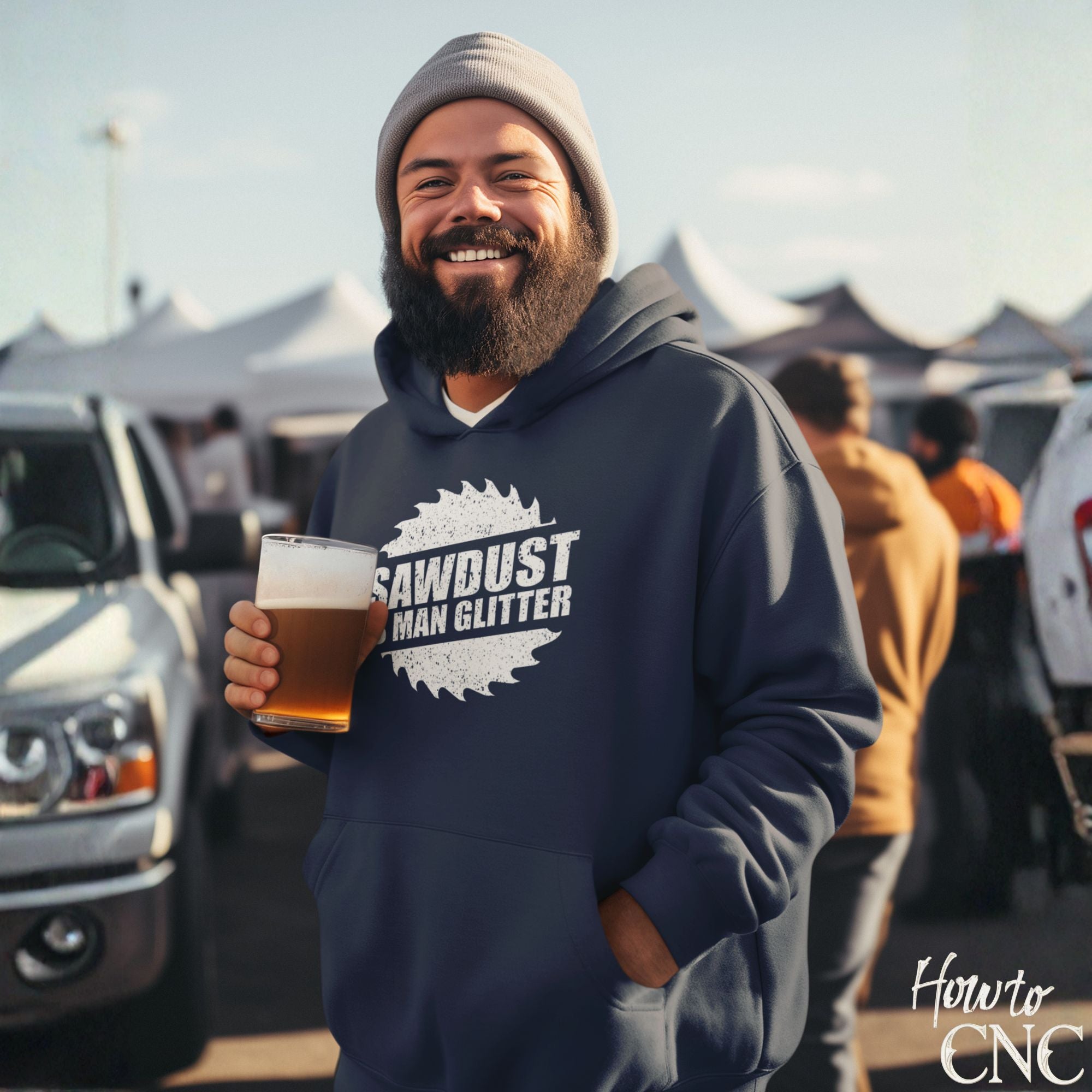 Funny Woodworking Hoodie – Woodworker Humor Pullover | Perfect Gift for Woodworkers & Carpenters - Sawdust Is Man Glitter Hoodie