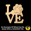 Dog Paw Love Sign SVG File, CNC Dog Sign Cut File (Digital Download)