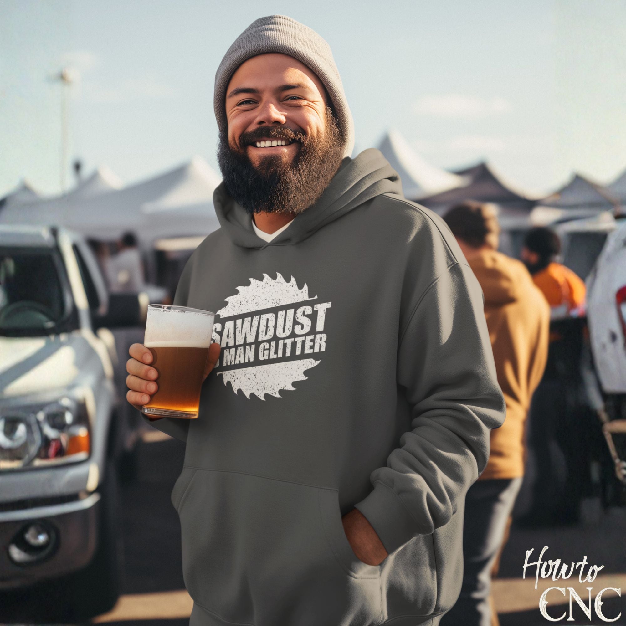 Funny Woodworking Hoodie – Woodworker Humor Pullover | Perfect Gift for Woodworkers & Carpenters - Sawdust Is Man Glitter Hoodie