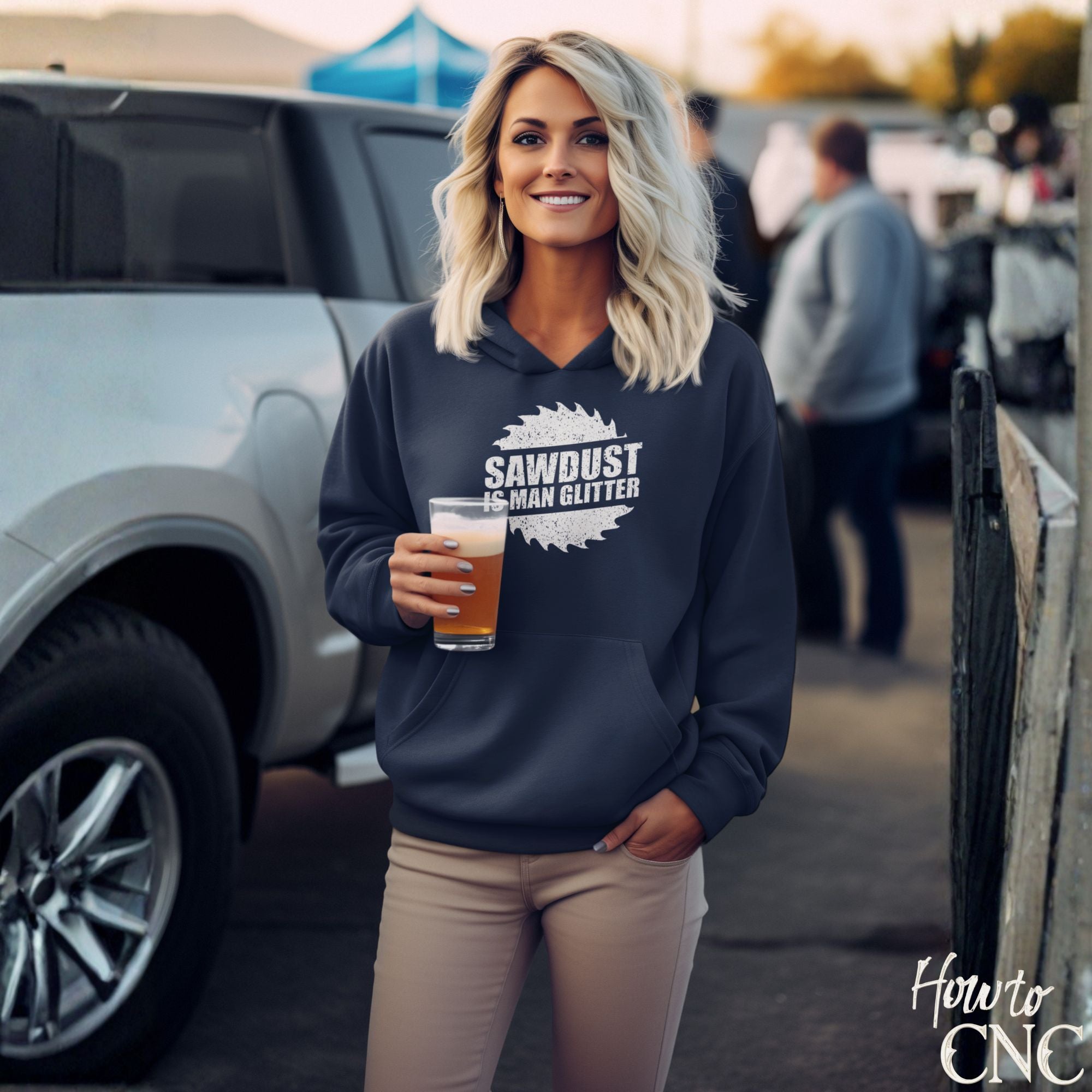 Funny Woodworking Hoodie – Woodworker Humor Pullover | Perfect Gift for Woodworkers & Carpenters - Sawdust Is Man Glitter Hoodie