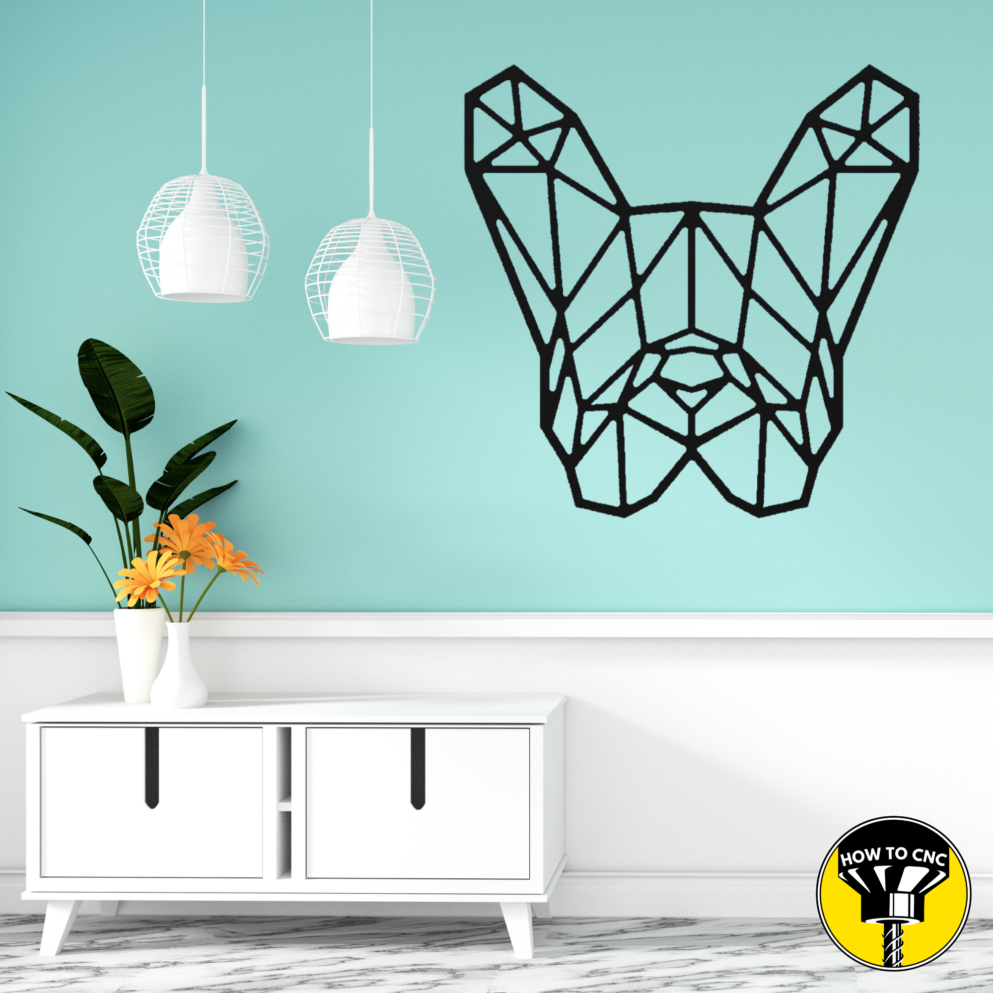 Geometric French Bulldog STL File, French Bulldog Laser Cut File, French Bulldog Router File (Digital Download)