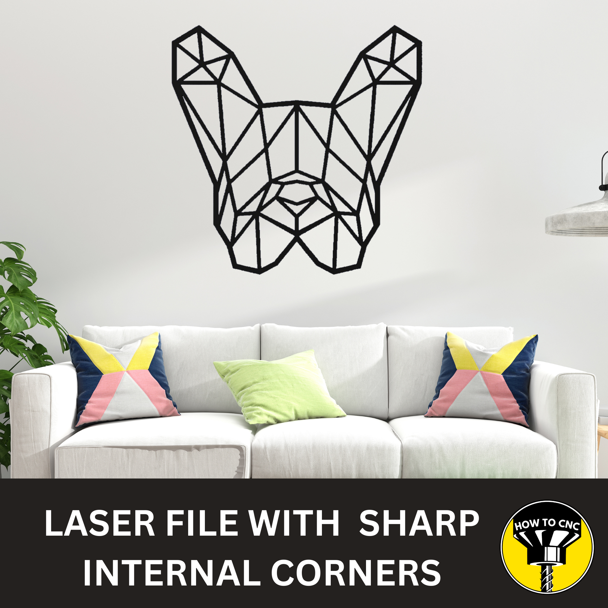 Geometric French Bulldog STL File, French Bulldog Laser Cut File, French Bulldog Router File (Digital Download)