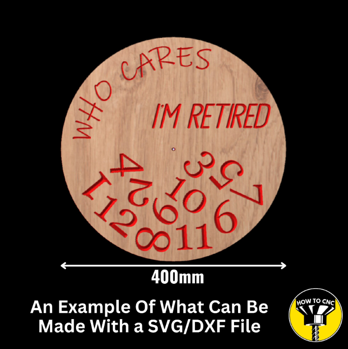 Who Cares I'm Retired Clock SVG File for CNC Routers, Clock STL File, CNC Router Clock File (Digital Download)