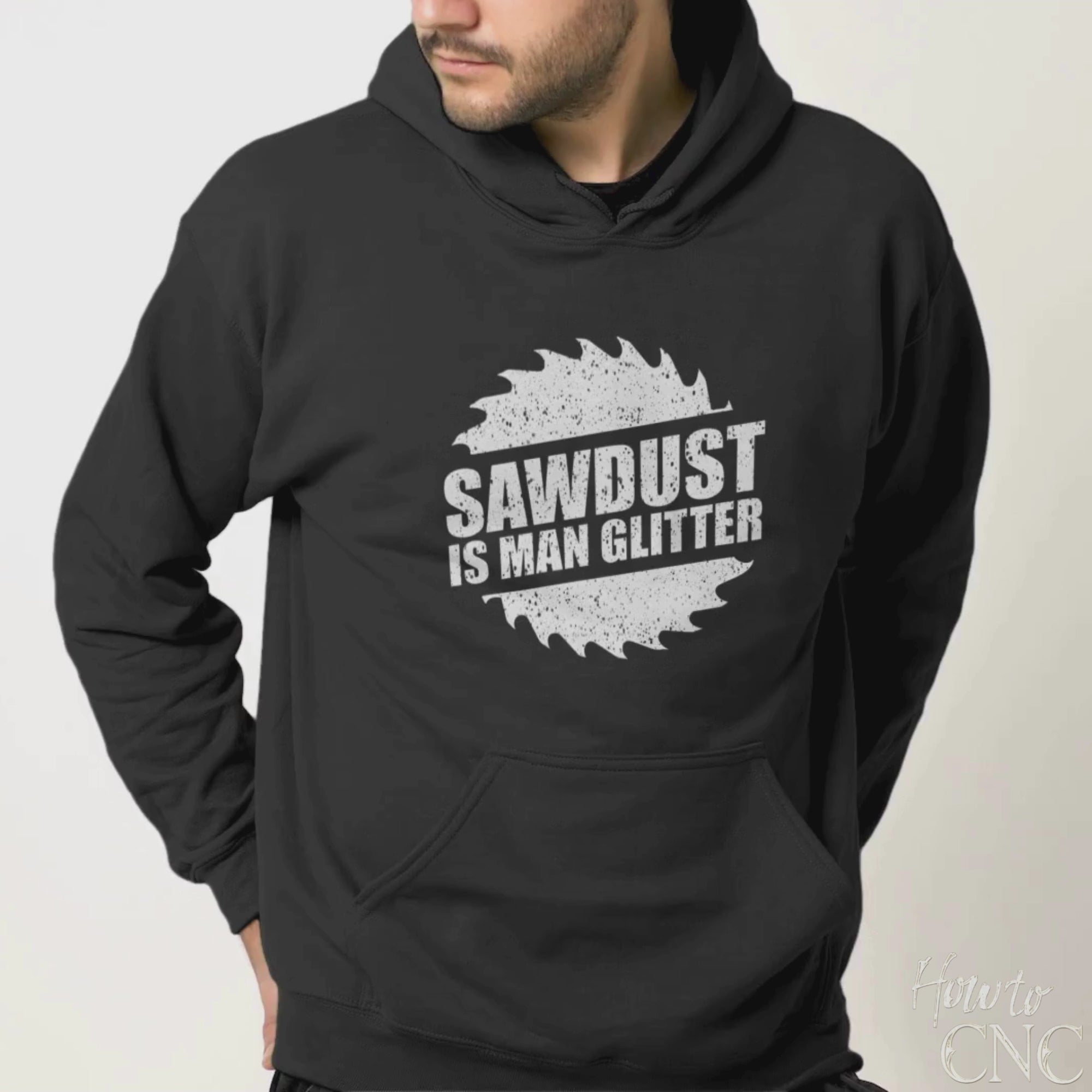 Funny Woodworking Hoodie – Woodworker Humor Pullover | Perfect Gift for Woodworkers & Carpenters - Sawdust Is Man Glitter Hoodie